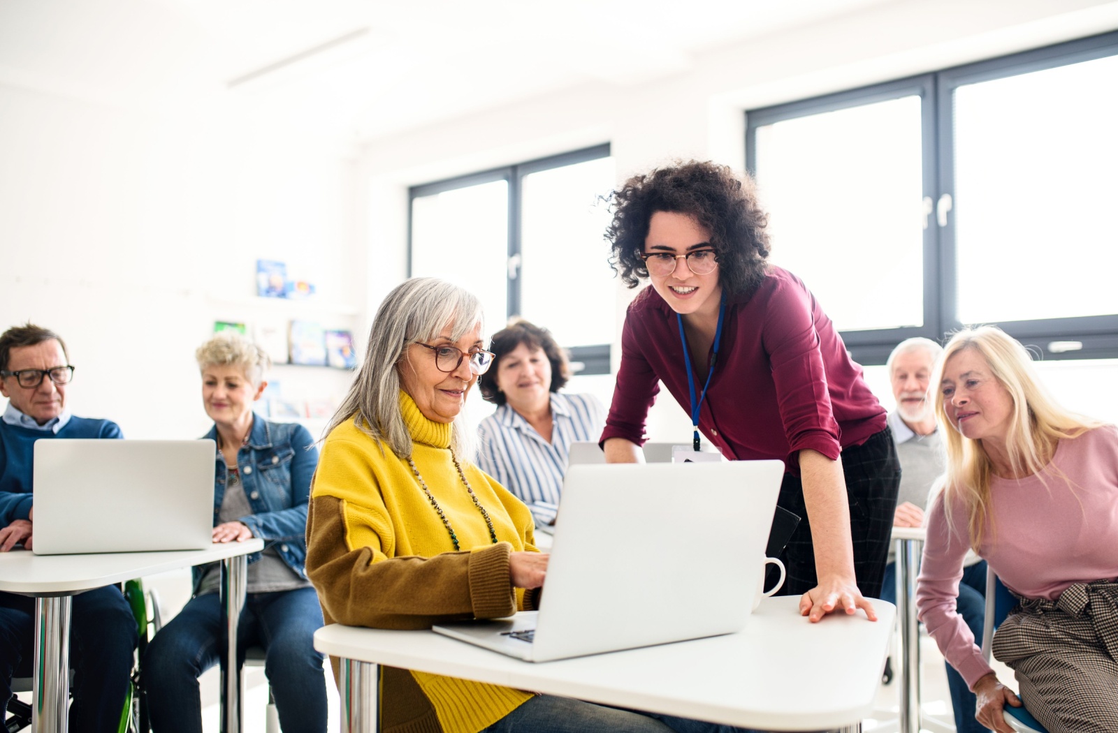 A group of seniors participating in an instructor-led class.